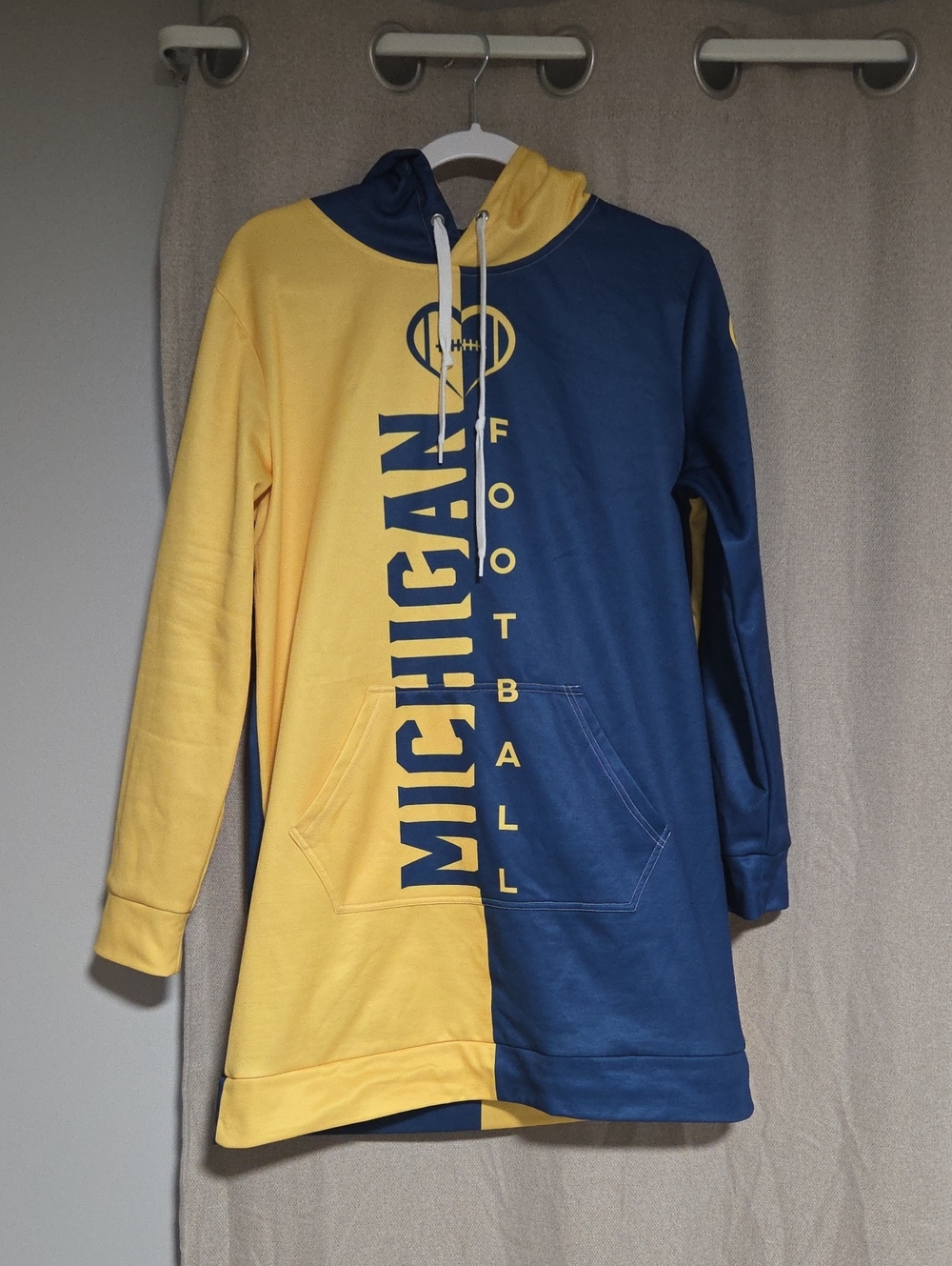 Kids Michigan Football Two-Tone Hooded Tunic - Yellow & Navy